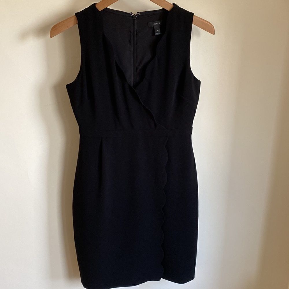 J CREW Scalloped Faux Wrap Sleeveless Sheath Dress    - Picture 11 of 11